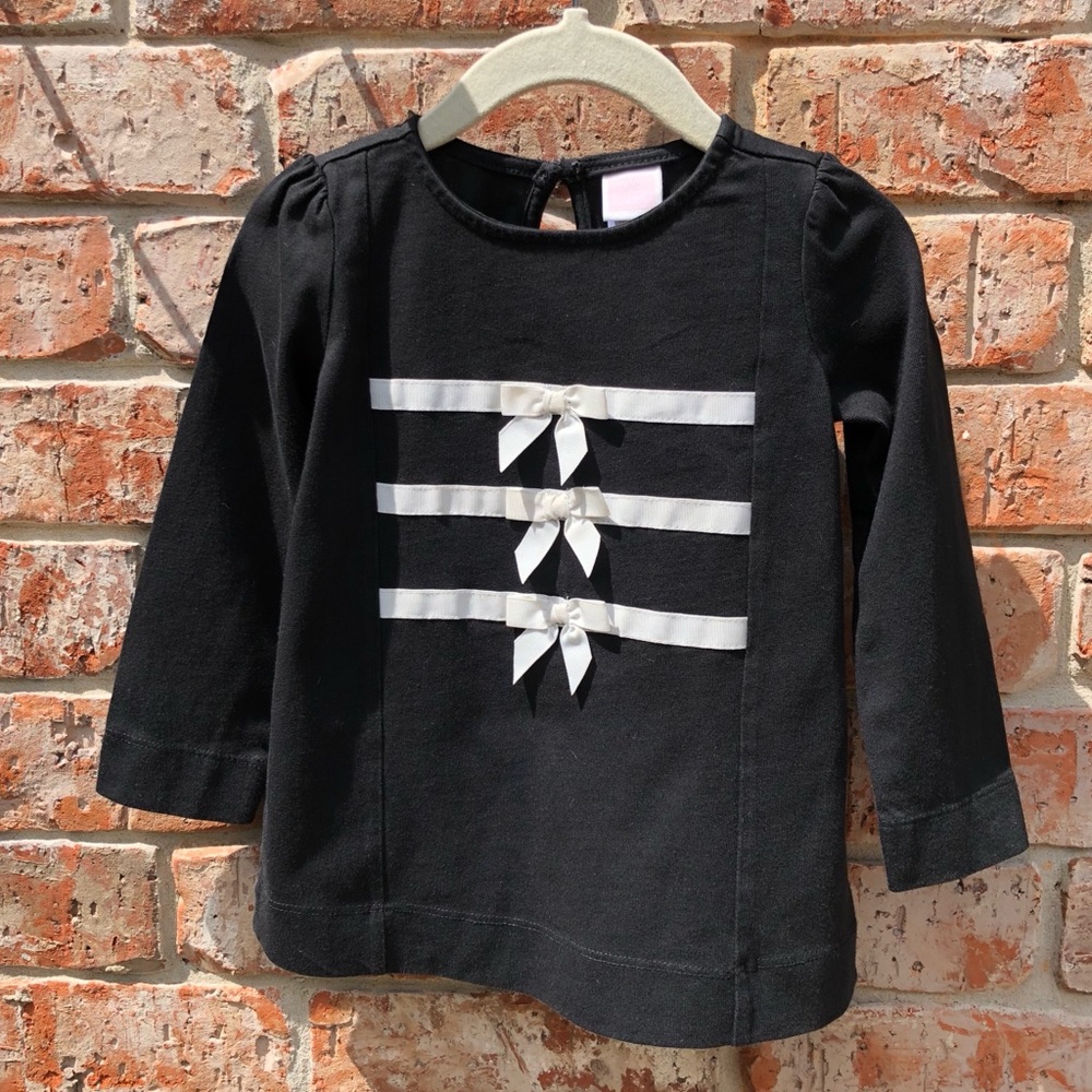 JANIE & JACK Black Long Sleeve To w ribbon detail